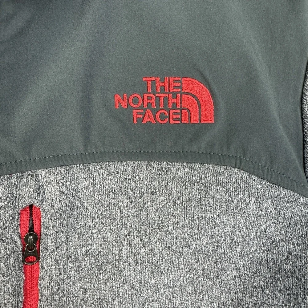 The North Face Gordon Lyons Insulated Hoodie Mens Small Gray Red Full Zip Jacket